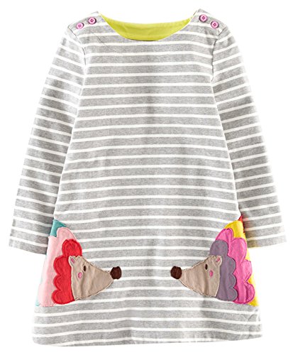 Fiream Girls Cotton Long Sleeve Dress (18M, Grey)