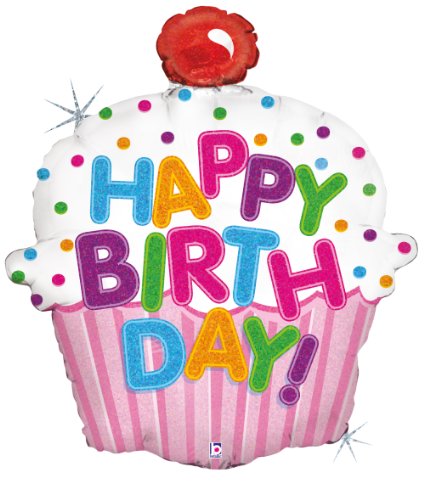 Betallic F85587P - Folienballon 31 Zoll - Torte Happy Birthday, holografisch Preisvergleich