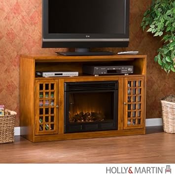 Holly & Martin Akita Media Electric Fireplace - Glazed Pine,Holly & Martin,37-014-084-6-29,719061