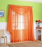 2 Piece Solid Orange Sheer Window Curtains/drape/panels/treatment 60"w X 84"l