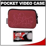 Lowepro Melbourne 10 Pocket Video Camcorder/ Camera Case (Red Floral) with Microfiber Cleaning Cloth for Kodak Pocket Video Zi8, Zi6, Zx5, Zx3, Zx1, ZxD, PLAYTOUCH, PLAYSPORT, PLAYFULL, Mini HD and Mini