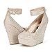 Dream Pairs CHAOS Women's Glitter High Heel Rhinestones Ankle Cuff Round Toe Platform Wedge Pump Shoes