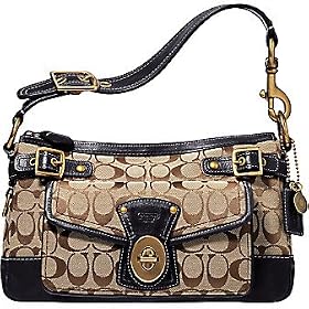 Click here to buy AUTHENTIC COACH LEGACY SIGNATURE SHOULDER BAG 11140 (Khaki Black) by Coach.