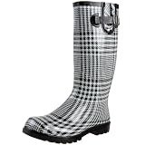Nomad Footwear Women's Puddles Rain Boot,Black/White Plaid,8 M US