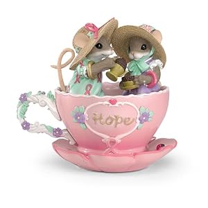 Charming Tails A Cup Of Hope Breast Cancer Charity Mouse Figurine by The Hamilton Collection