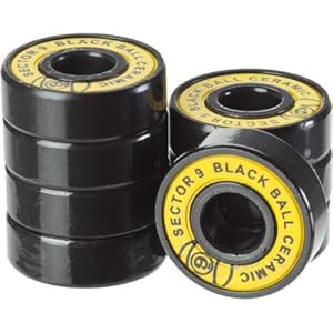 Sector 9 Black Ball Ceramics Race Bearing with Spacers (Pack of 8)