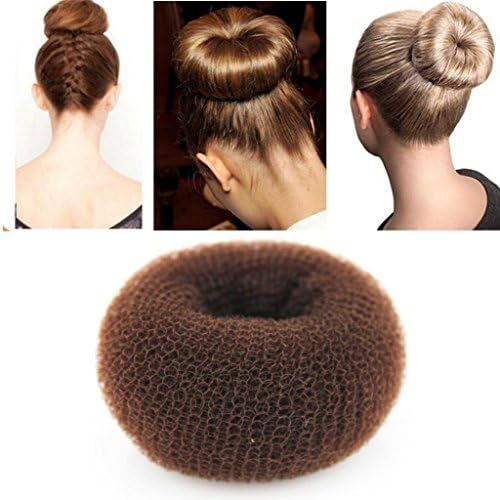 iLuLu 1 Piece Hair Styling Mesh Chignon Bun Maker Brown Color Small Size (6-7cm Diameter)