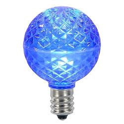 Pack of 12 LED G40 Blue Replacement Christmas Light Bulbs - E17 Base