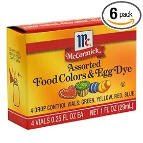 McCormick Food Colors & Egg Dye, Four Assorted, 0.25-Ounce Vials (Pack of 6)