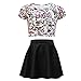 A2Z 4 Kids Girls Love Graffiti Scribble Print Crop Top & Black Skater Skirt Set Age 7 8 9 10 11 12 13 Years