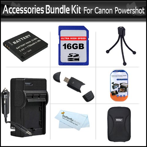 16GB Accessories Bundle Kit For Canon PowerShot A3300 IS, A2200 IS, A3100 IS, A3000IS Digital Still Camera Includes 16GB High Speed SD Memory Card + Extended (1000 Mah) Replacement NB-8L Battery + AC/DC Charger + Case + USB 2.0 Reader + Mini Tripod + More
