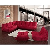 Big Sale Lexington Modern Waverunner Modular Sectional Sofa Set, Red, 5-Piece