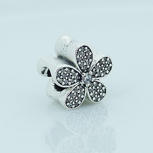 Daisy Pave Charm with Clear Cubic Zirconia Authentic 925 Sterling Silver Beads Fit European Pandora Bracelet