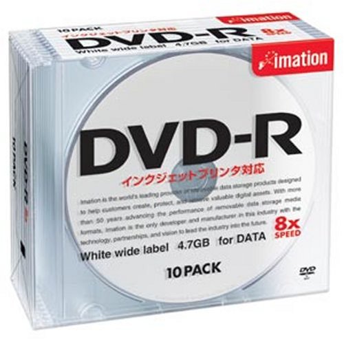 Imation  DVD-R 4.7GB データ用(8倍速) ワイドエリアフリープリント(ホワイト) 10枚パック DVD-R 4.7PWAx10P