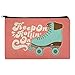 Roller Skates Derby Keep On Rolling Skating Makeup Cosmetic Bag Organizer Pouch