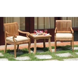 New Grade-A Teak 3Pc Set - 2 Arm Chairs with side End Table [Model:GVf] by WholesaleTeak