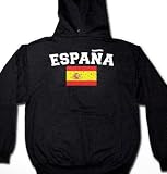 Espana Flag International Soccer Sweatshirt, Spain Soccer Mens Hoodie, XX-Large, Black