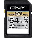 PNY Elite Performance 64GB High Speed SDXC Class 10 UHS-I, U1 Up to 90MB/sec Flash Card - P-SDX64U1H-GE
