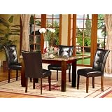 5 Pc Dark Artificial Marble Top Dinette Dinning Set , Dining table 4 Chairs