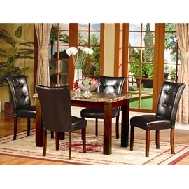 5 Pc Dark Artificial Marble Top Dinette Dinning Set , Dining table 4 Chairs