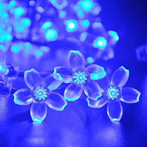 Solar Lights 23ft Flower 50LED Fairy String Light for Christmas Tree Garden Wedding Party Porch Bedroom Outdoor and Indoor Blue