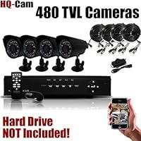 Q1C1 High End Internet & 3G Phone Accessibe 4 CH Channel CCTV Surveillance Security DVR 4x IR Night Vision Camera System Kit No Hard Drive Installed,