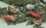 Set of 5 Snowfall Valley Porcelain Bird Clip-On Christmas Ornaments