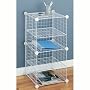 Stacking Wire Storage Cubes - Set of 2 with Divider Panels in White