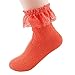 Fitu Women's Bamboo Fiber Lace Ruffle Frilly Socks 4-pack