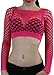 ToBeInStyle Women's Elastic Fishnet Long Sleeve Top