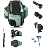 Black Adjustable Deluxe Sportband / Workout Armband with Adaptable Neck Str ....