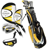 Intech Lancer Junior Golf Set, (Right-Handed, Age 4 to 7, 17.5 degree Driver, 4/5 Hybrid Iron, Wide Sole 7 and 9 irons, Junior Putter, Deluxe Stand Bag)