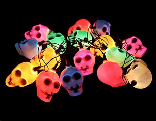 Quick Shopping™ Halloween PVC 16-Skull Head Style Multi-Color String Lights (White)