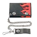Side Red Flames Tri-Fold Leather Wallet 4"