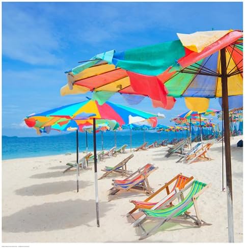 Parasols on a Tropic Isle Art Print by Mosin 18 x 18in