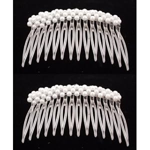 Brides who wore pearls...Let's seem em! :  wedding pearls 51PSsdCYX6L. SL500 AA300  Caravan Classic Medium Pearl Strung Crystal Combs Pair 