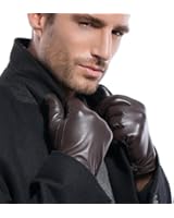 MATSU Herren warme weiche Lederhandschuhe aus Lammfell mit einem knopf M1005