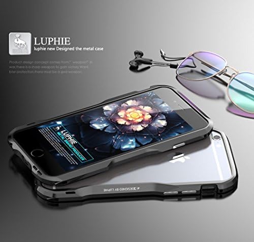 SUPERARMOR for iPhone 6 Plus / 6S Plus 5.5 Luphie Aluminum Bumper Case Frame Made by Aircraft Aluminum Stealth Metal Alloy Ultra light weight curved design (Black)