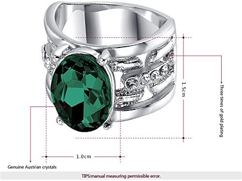 MagicGo Fashion Accessories Genuine Platinum Plated Luxury Green Index Finger Ring