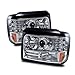 SPPC Chrome Projector Headlights Assembly Set Halo For Ford F-150/F-250/Bronco - (Pair) Driver Left and Passenger Right Side Replacement Headlamp