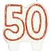 Number 50 Red Glitter Candle