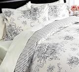New Black Toile French Country Duvet Cover Comforter 3 pc Queen Set