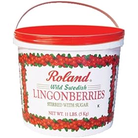 Roland Wild Lingonberries from Sweden, 11-Pound Plastic Tub