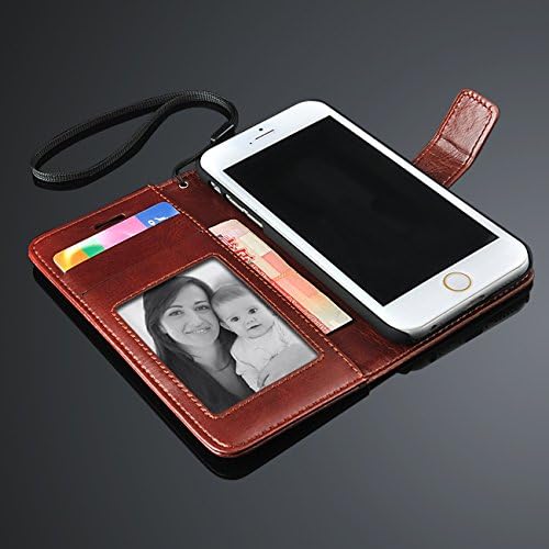 Hwisdom Iphone 6 Case 4.7 Inch Premium Genuine Leather Wallet Case with Credit Card Id Holders for Iphone 6 (Iphone6 4.7-brown)