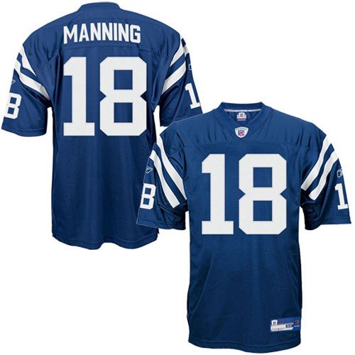 Reebok NFL Equipment Indianapolis Colts #18 Peyton Manning Royal Blue Authentic Football Jersey