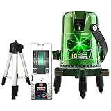 恒昌光電 5ライン グリーンレーザー墨出し器+受光器+エレベーター三脚セット HCG08-5 4垂直・1水平 4方向大矩ライン レーザー墨出し器 フルライン測定器 LS-L5