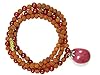 Spiritual Meditation Necklace- Pink Jade Rudraksha Prayer Beads Yoga Japa Mala 108+1