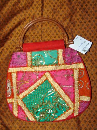 Womens Embroidered Sari Purse Designer Handbag