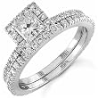 18K White Gold Pre Set Diamond Wedding Ring Set
