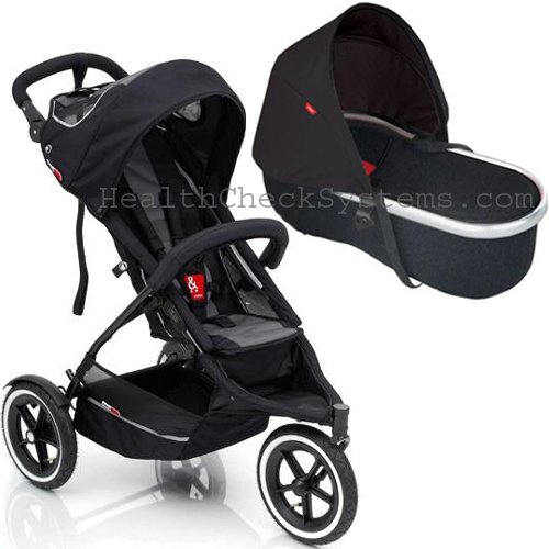  Phil & Teds SP55 Sport Buggy Single Stroller in Black Charcoal with Peanut Bassinet 